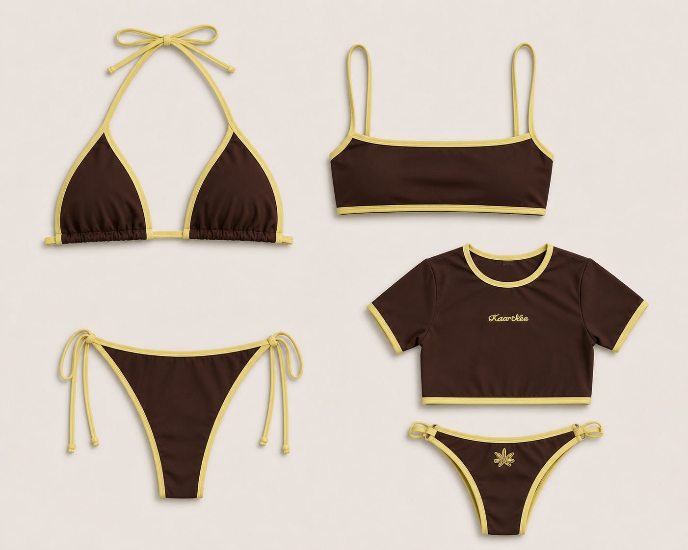Tiny flatlay brown yellow collection